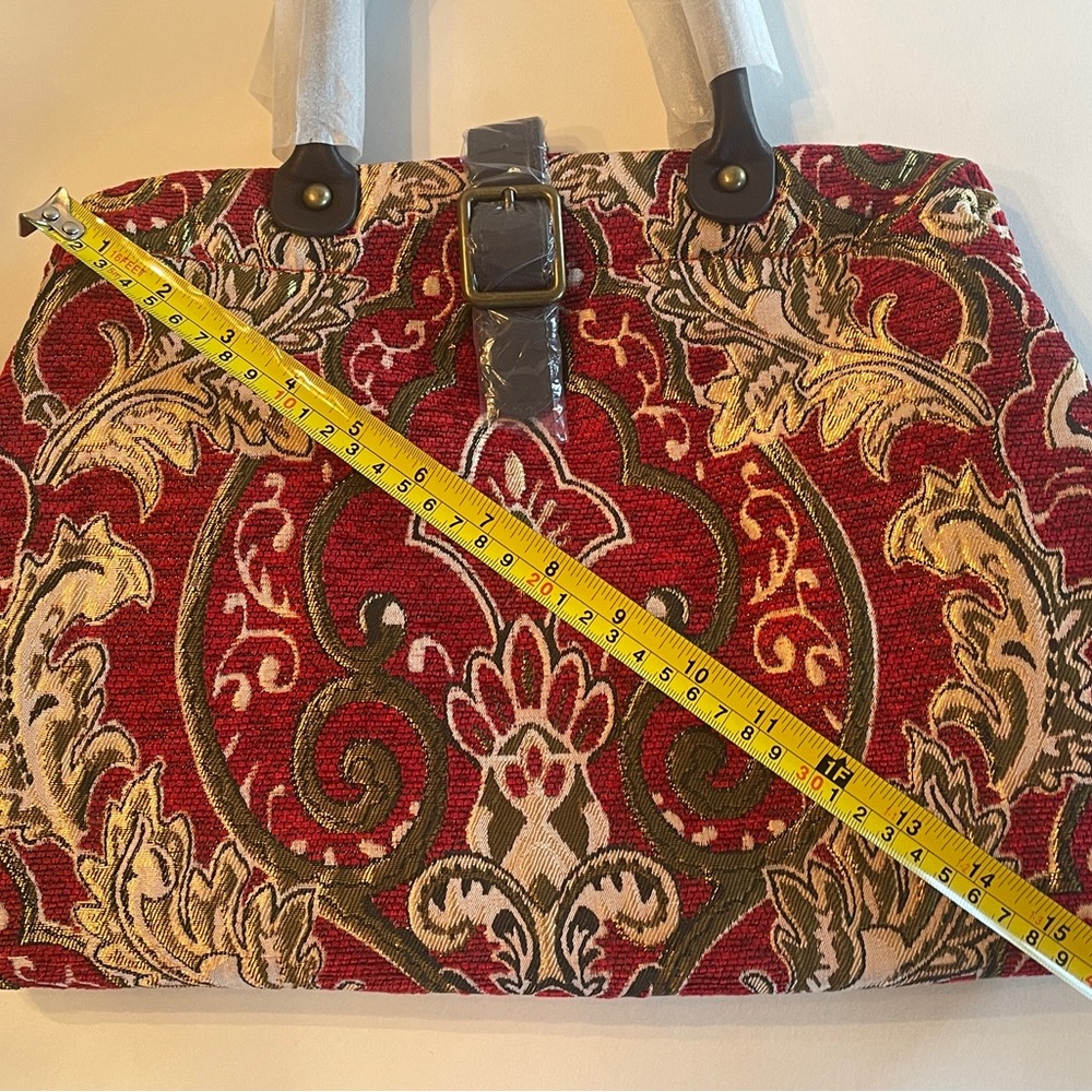 Hopeless Romantic Carpet Bag Style Red Floral Statement Tote - Picture 7 of 11